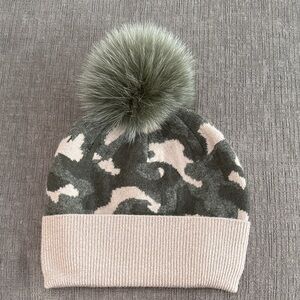 Real Fur Camo Pom-Pom Beanie